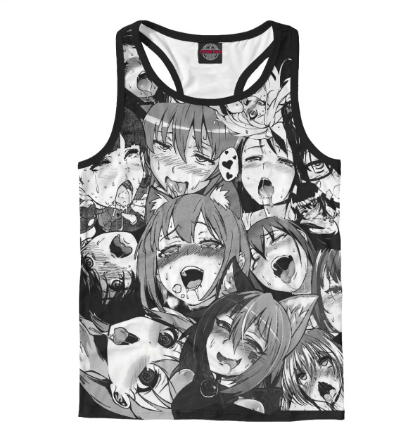 Мужская майка-борцовка с изображением Ahegao | Ахэгао цвета Белый