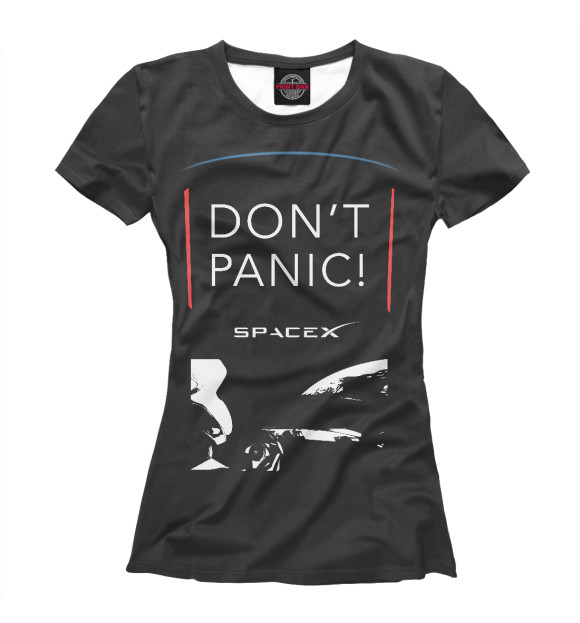 Футболка для девочек с изображением Tesla Starman Don't Panic цвета Белый