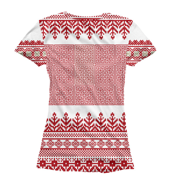 Женская футболка с изображением Славянский узор цвета Белый