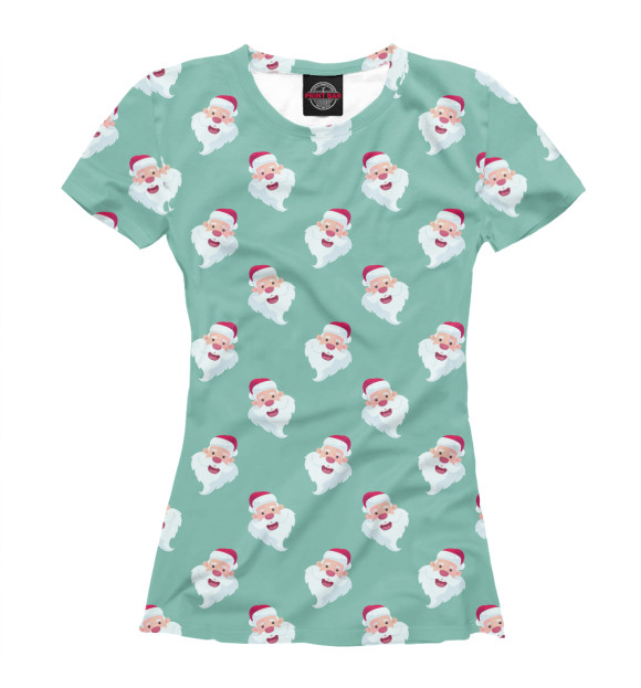 Женская футболка с изображением Santa face цвета Белый