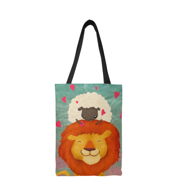 Сумка-шоппер с изображением Лев и овечка цвета 