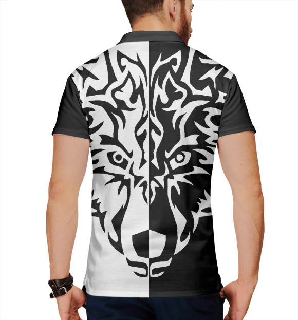 Мужское поло с изображением Волк цвета Белый