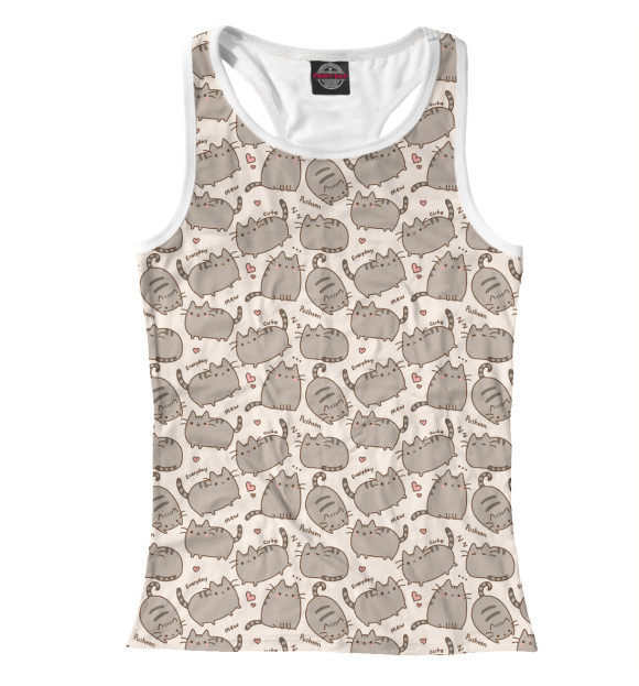 Женская майка-борцовка с изображением Круглые Котяшки цвета Белый