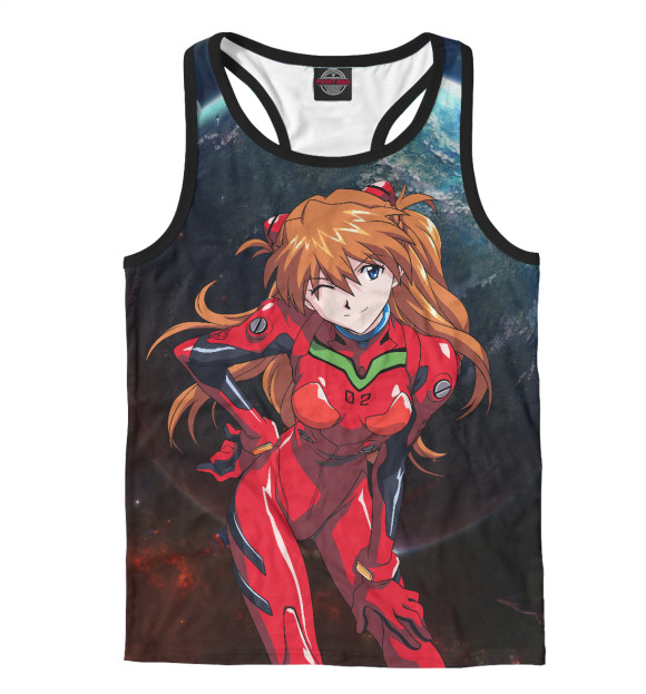 Мужская майка-борцовка с изображением Асука Ленгли - Евангелион цвета Белый