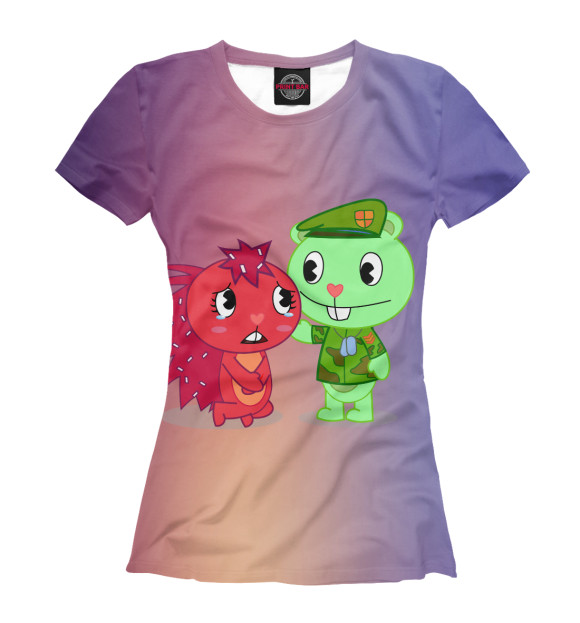 Женская футболка с изображением Happy Tree Friends цвета Белый