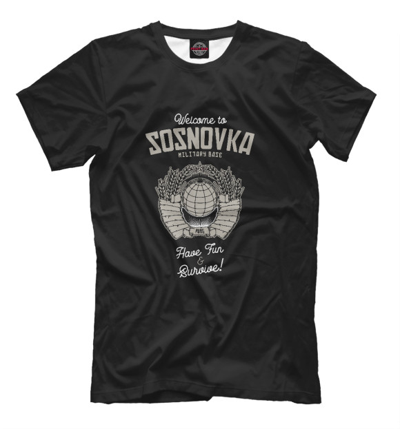 Мужская футболка с изображением Welcome to Sosnovka цвета Черный