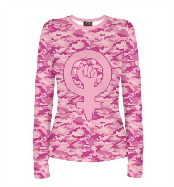 Женский лонгслив с притом Фемина цвета Белый Женский лонгслив с изображением Фемина цвета Белый