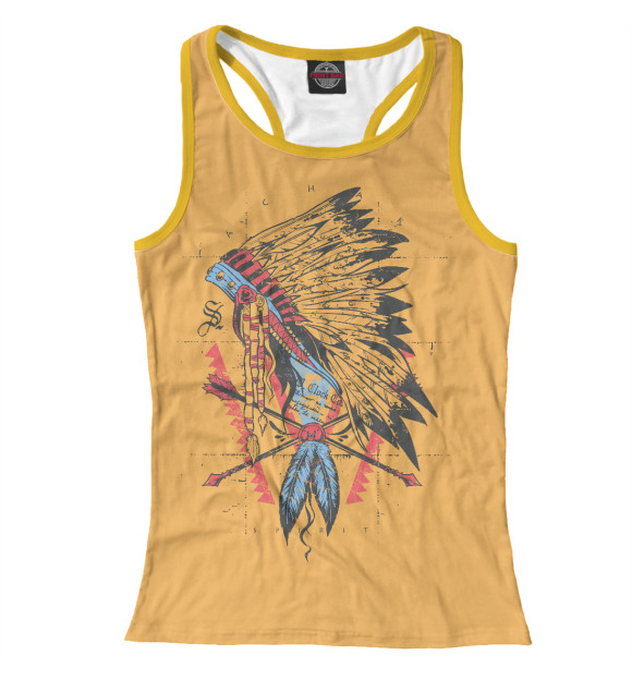 Женская майка-борцовка с изображением Индеец цвета Белый