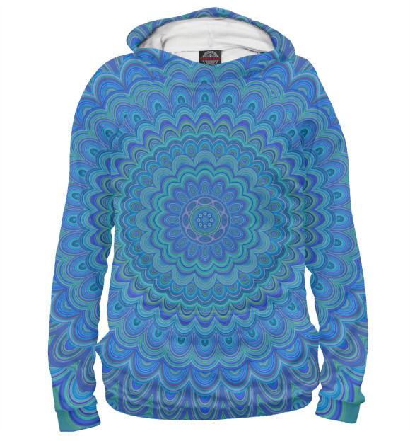 Мужское худи с изображением Blue Mandala цвета Белый