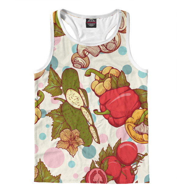 Мужская майка-борцовка с изображением Овощи цвета Белый