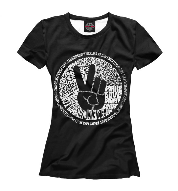 Футболка для девочек с изображением Make Love Not War цвета Белый