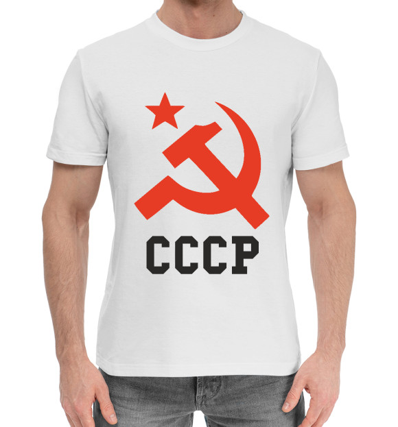 Мужская хлопковая футболка с изображением СССР цвета Белый