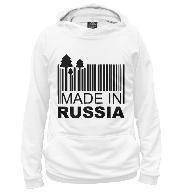 Мужское худи с изображением Made in Russia цвета Белый