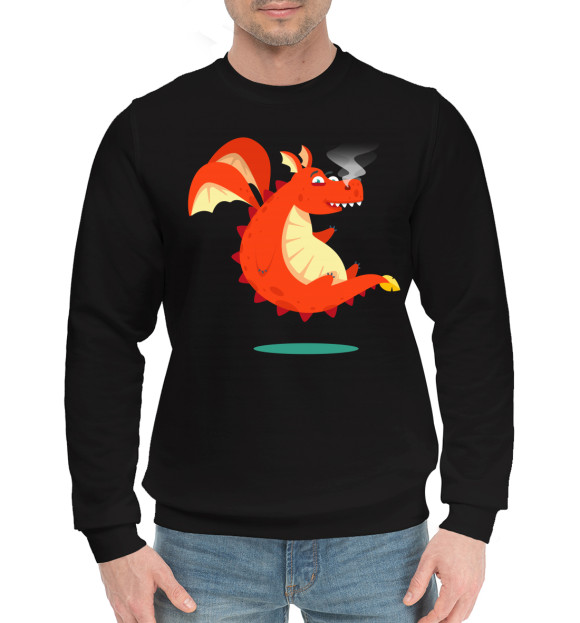 Мужской хлопковый свитшот с изображением Dragon цвета Черный