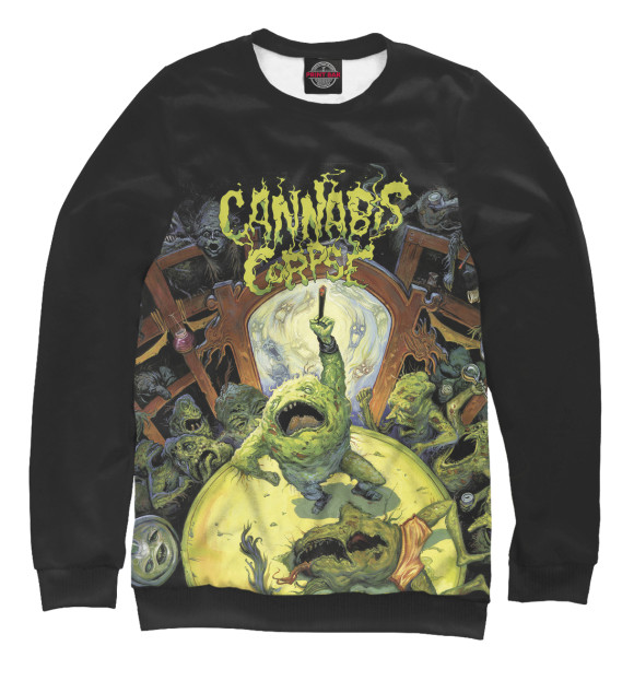 Свитшот для мальчиков с изображением Cannabis corpse цвета Белый