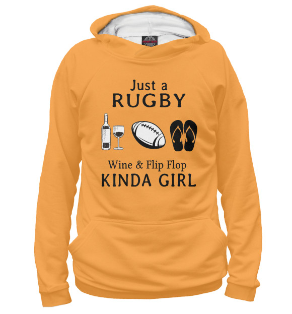 Женское худи с изображением Just A Rugby Wine цвета Белый