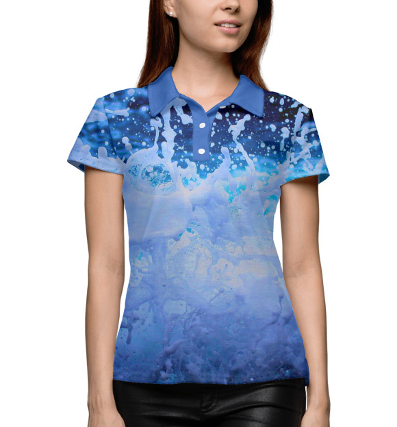 Женское поло с изображением Брызги воды цвета Белый