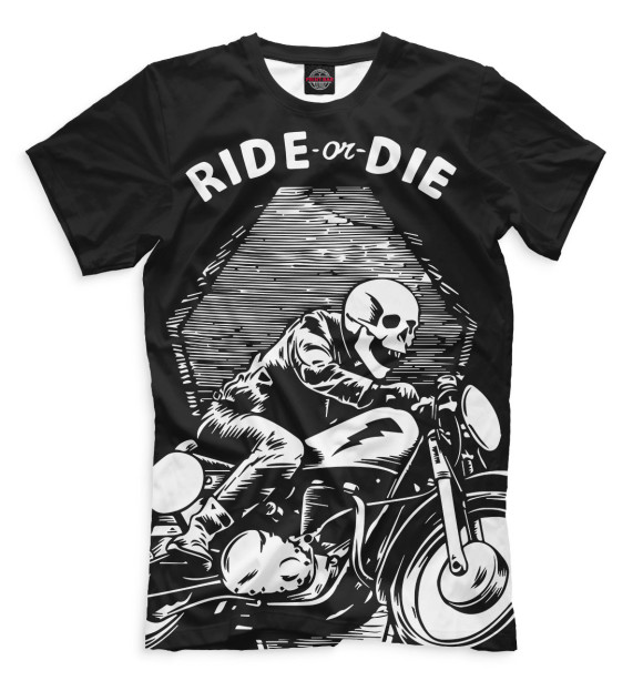 Мужская футболка с изображением Ride or Die цвета Черный