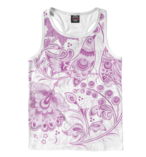 Мужская майка-борцовка с изображением Хохлома цвета Белый