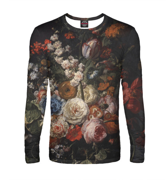 Мужской лонгслив с изображением Цветы цвета Белый