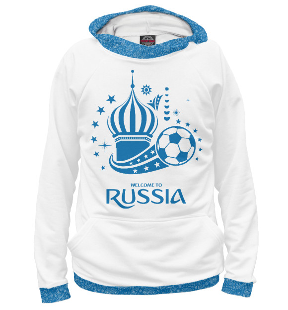 Худи для девочки с изображением Футбол России цвета Белый