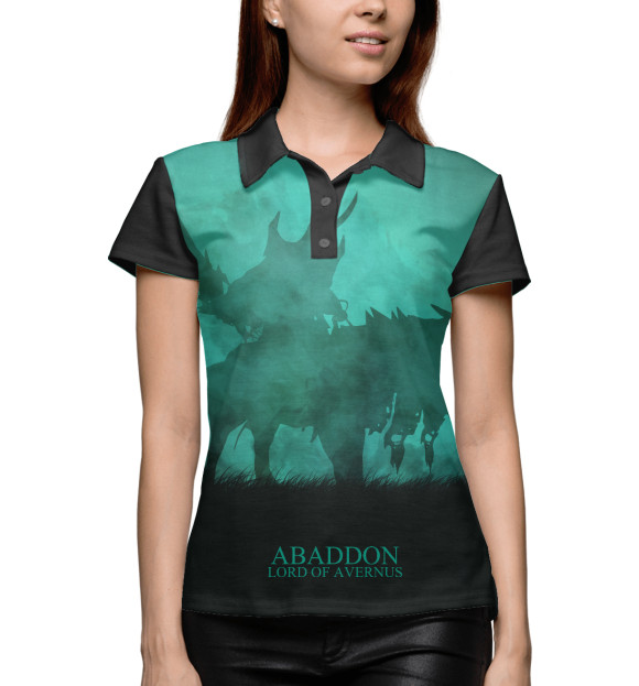 Женское поло с изображением Abbadon цвета Белый