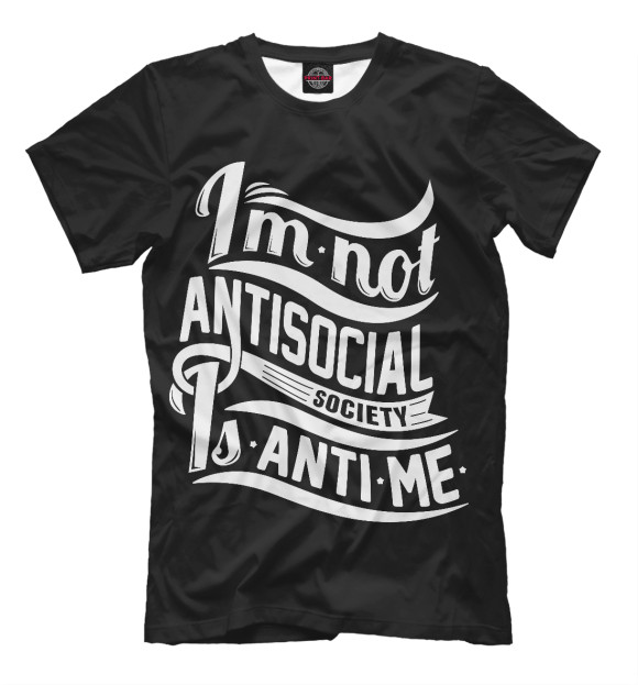 Мужская футболка с изображением Antisocial цвета Черный