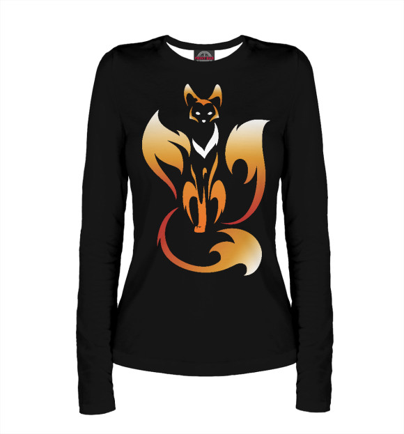 Женский лонгслив с притом Огненный дух цвета Белый Женский лонгслив с изображением Огненный дух цвета Белый