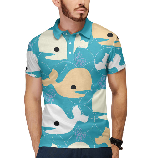 

Поло Print Bar, Белый, Кит