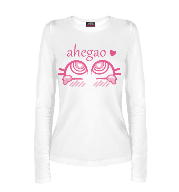 Женский лонгслив с изображением Ahegao Anime цвета Белый
