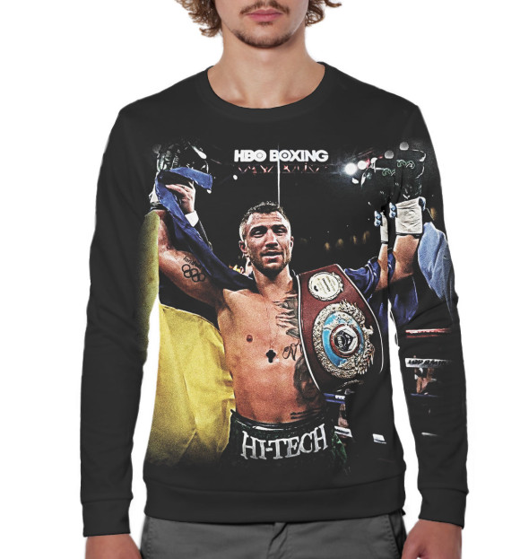 Мужской свитшот с изображением Василий Ломаченко цвета Белый