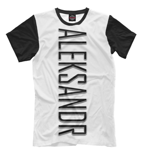 Мужская футболка с изображением Aleksandr-black цвета Молочно-белый