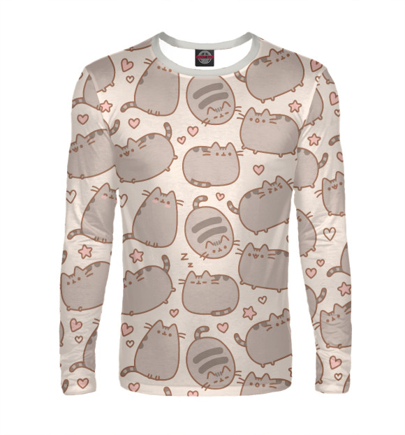 Мужской лонгслив с изображением Котики цвета Белый