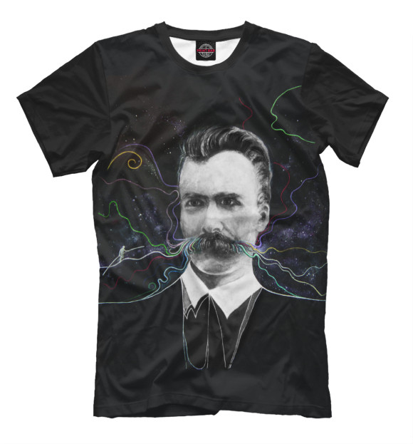 Мужская футболка с изображением Ницше цвета Черный
