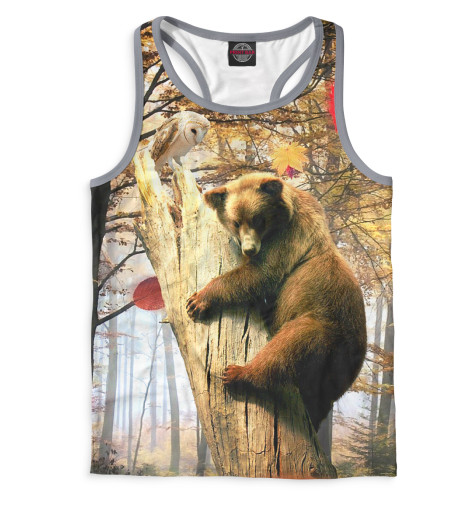 

Майки борцовки Print Bar, Белый, Медведь на дереве