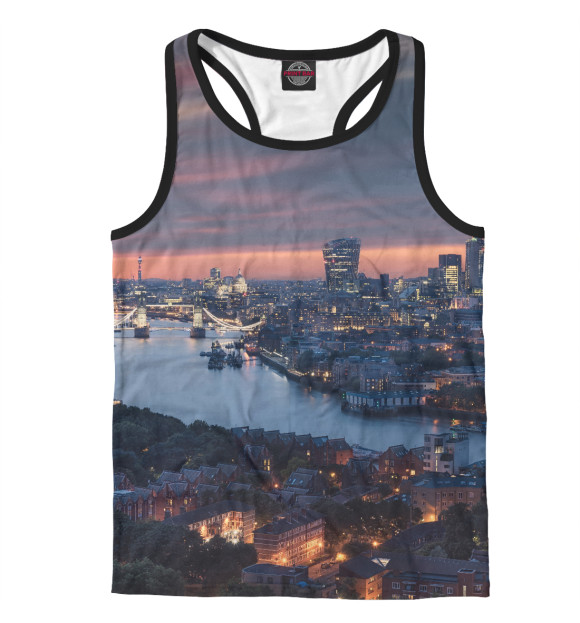 Мужская майка-борцовка с притом Ночной Лондон цвета Белый Мужская майка-борцовка с изображением Ночной Лондон цвета Белый