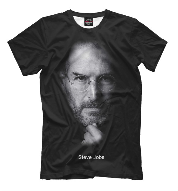 Мужская футболка с изображением Стив Джобс цвета Черный