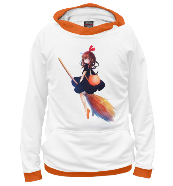 Мужское худи с изображением Ведьмина служба доставки цвета Белый