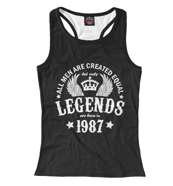 Женская майка-борцовка с изображением 1987 - рождение легенды цвета Белый