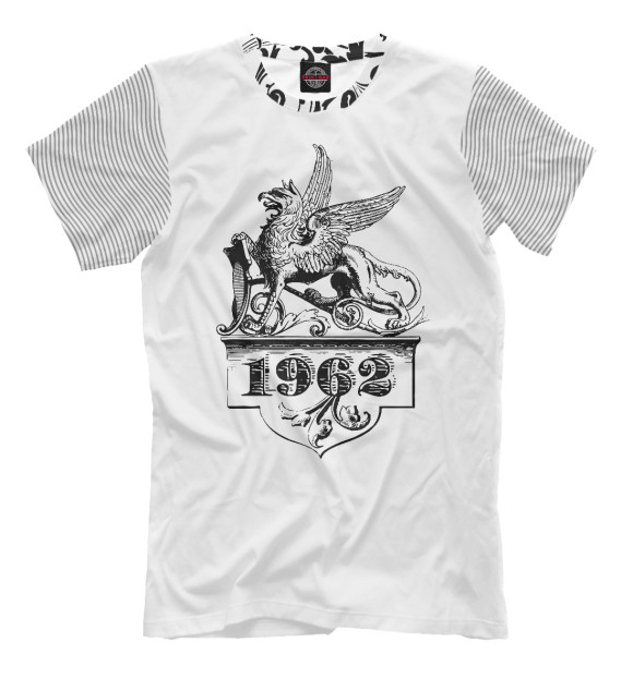 Мужская футболка с изображением 1962 год Оберег Грифон цвета Молочно-белый