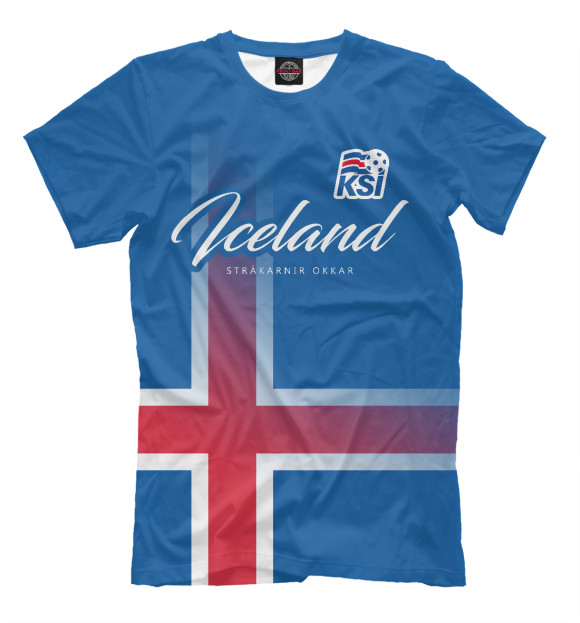 Мужская футболка с изображением Исландия цвета Грязно-голубой