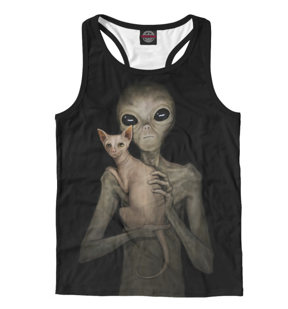 Мужская майка-борцовка с изображением Инопланетянин со сфинксом цвета Белый