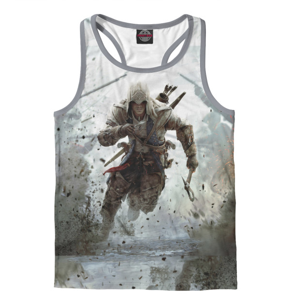 Мужская майка-борцовка с изображением Assassin's Creed цвета Белый
