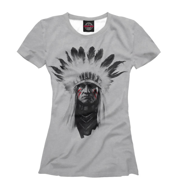Женская футболка с изображением Индеец цвета Белый