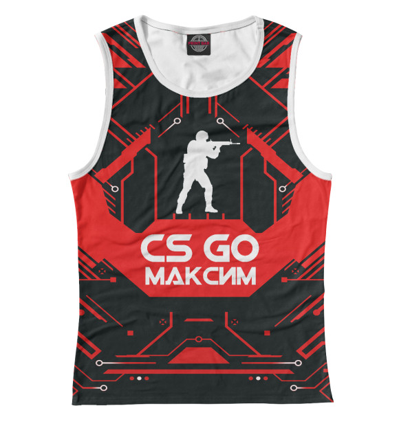 Майка для девочки с изображением Максим в стиле CS GO цвета Белый