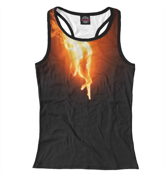 Женская майка-борцовка с изображением Огненная девушка цвета Белый