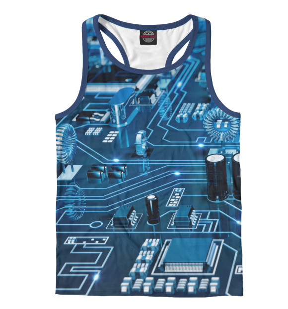 Мужская майка-борцовка с изображением Микросхемы цвета Белый