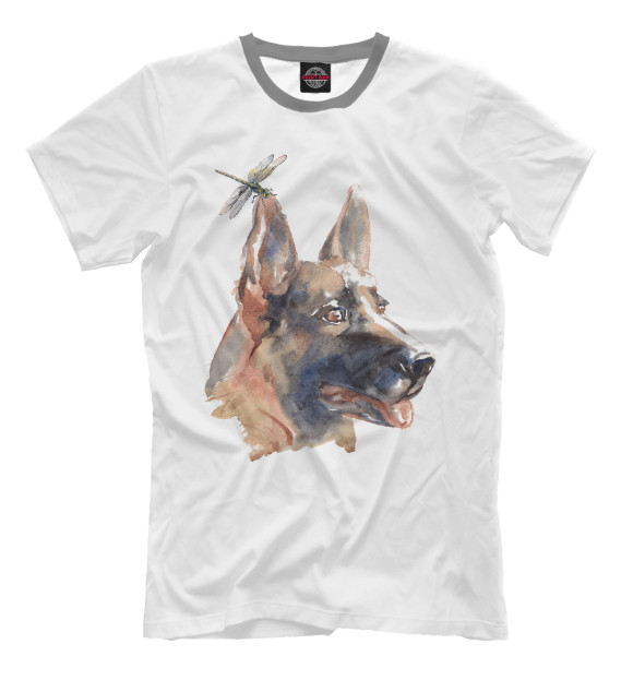 Мужская футболка с изображением German Shepherd цвета Молочно-белый