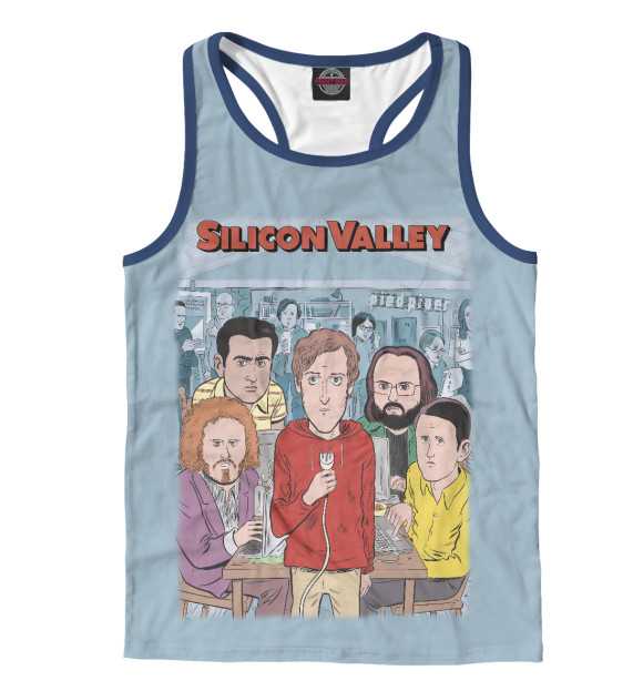 Мужская майка-борцовка с изображением Силиконовая долина цвета Белый