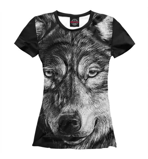 Женская футболка с изображением Wolf цвета Белый